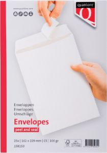 Afbeeldingen van Envelop Quantore akte C5 162x229mm zelfklevend wit 25 stuks
