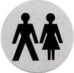 Afbeeldingen van Oxloc Symboolplaat dames/heren, 75 mm, rond, zelfklevend, rvs mat geborsted.