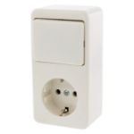 Afbeeldingen van Berker combinatie stopcontact en schakelaar opbouw - wissel - randaarde - polarwit