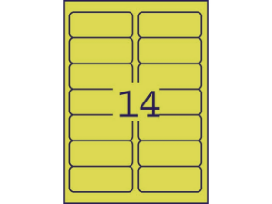 Afbeeldingen van Avery etiket, 99.1 x 38.1 mm, verpakking 1400 stuks, l7263y-100, neon geel