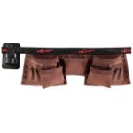 Afbeeldingen van Eltee Dubbele gereedschapsgordel 11 vakken met hamerhouder - Soepel leder - Riem met snelsluiting (135x4cm)