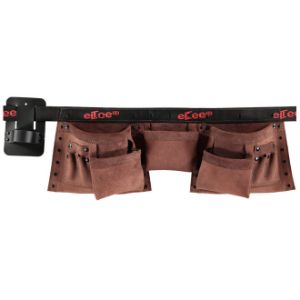 Afbeeldingen van Eltee Dubbele gereedschapsgordel 11 vakken met hamerhouder - Soepel leder - Riem met snelsluiting (135x4cm)