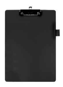 Afbeeldingen van Klembord Quantore A4 staand PVC zwart met 100mm klem + penlus