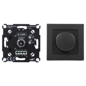 Afbeeldingen van Q-Link dimmer LED - RC - druk-wissel - 1-150W - afdek element - zwart
