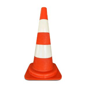 Afbeeldingen van Verkeerspilon oranje-wit 1.3kg 52cm