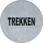 Afbeeldingen van Oxloc Symboolplaat trekken, 75 mm, rond, zelfklevend, rvs mat geborsted.
