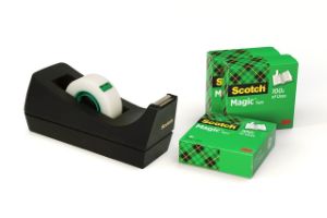 Afbeeldingen van Plakbandhouder Scotch C38 zwart + 4 rollen magic tape 19mmx33m