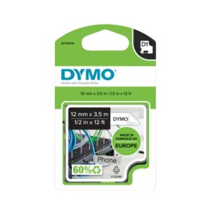 Afbeeldingen van Labeltape Dymo LabelManager D1 nylon 12mm zwart op wit S0718040
