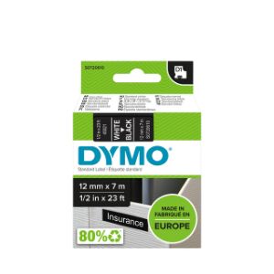 Afbeeldingen van Labeltape Dymo LabelManager D1 polyester 12mm wit op zwart S0720610