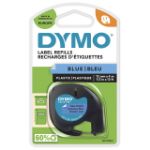 Afbeeldingen van Labeltape Dymo LetraTag plastic 12mm zwart op blauw S0721650