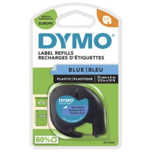 Afbeeldingen van Labeltape Dymo LetraTag plastic 12mm zwart op blauw S0721650