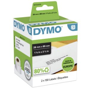 Afbeeldingen van Etiket Dymo LabelWriter adressering 28x89mm 2 rollen á 130 stuks wit S0722370