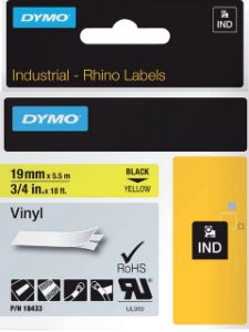 Afbeeldingen van Labeltape Dymo Rhino industrieel vinyl 19mm zwart op geel 18433
