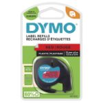 Afbeeldingen van Labeltape Dymo LetraTag plastic 12mm zwart op rood S0721630