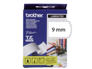 Afbeeldingen van Lettertape wit op zwart 9mm tz-221