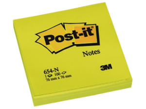 Afbeeldingen van 3M memoblok neon geel 76x76 , 654nyel 