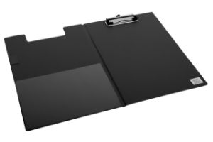 Afbeeldingen van Klembordmap Quantore A4 staand PVC zwart met 100mm klem + penlus