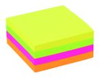 Afbeeldingen van Memoblok Quantore 76x76mm neon assorti 4 kleuren (geel, groen, roze en oranje) 400 vel