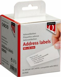 Afbeeldingen van Labeletiket Quantore 99012 36x89mm adres wit 2 rollen