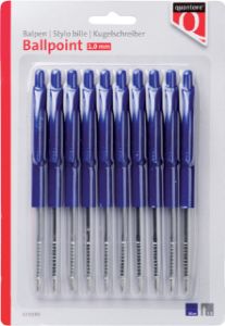 Afbeeldingen van Balpen Quantore drukknop blauw 10 stuks