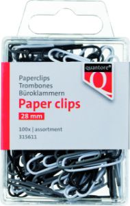 Afbeeldingen van Paperclip Quantore blister 28mm assorti 100 stuks
