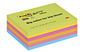 Afbeeldingen van Memoblok Post-it 8645 Super Sticky 203x153mm assorti 6 stuks