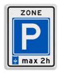 Afbeeldingen van Verkeersbord Zone-P max 2h 530 x 670 mm reflectieklasse 3 folie