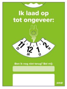 Afbeeldingen van Parkeerschijf electrische auto opladen resterende laadtijd groen