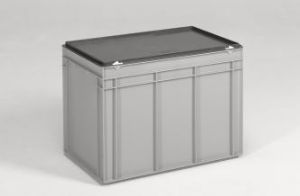 Afbeeldingen van E-line normbox euronorm magazijnbak 600x400x440mm 90 liter grijs met deksel