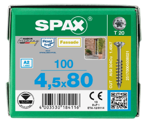 Afbeeldingen van SPAX Spaanplaatschroef, rvs A2, lenskop 4,5x80